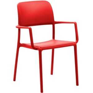 Nardi Červená plastová zahradní židle Riva s područkami