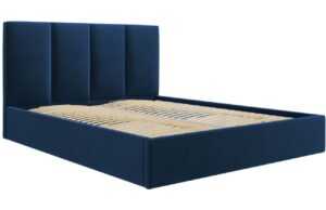 Královsky modrá sametová dvoulůžková postel MICADONI Pyla 140 x 200 cm s úložným prostorem