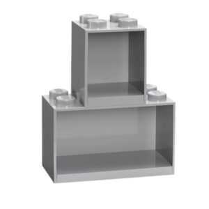 Set dvou šedých nástěnných polic LEGO® Brick