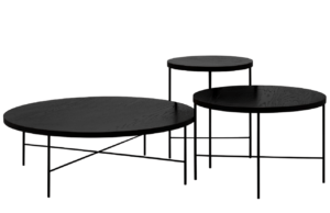 Set tří černých dubových konferenčních stolků MICADONI STEPPE 90/60/43 cm