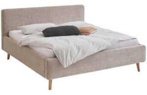 Béžová látková dvoulůžková postel Meise Möbel Mattis 140 x 200 cm s úložným prostorem