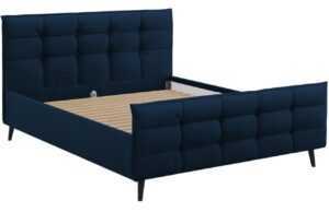 Tmavě modrá sametová dvoulůžková postel MICADONI Bruce 140 x 200 cm