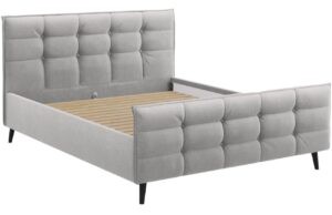 Světle šedá látková dvoulůžková postel MICADONI Bruce 180 x 200 cm