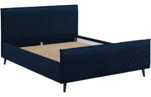 Královsky modrá sametová dvoulůžková postel MICADONI Criss 180 x 200 cm