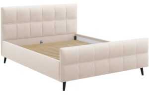 Béžová sametová dvoulůžková postel MICADONI Gigi 160 x 200 cm