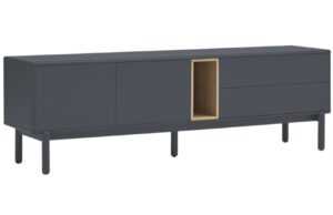 Antracitově šedý dubový TV stolek Teulat Corvo 180 x 40 cm