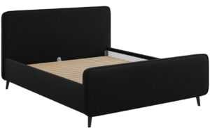 Černá látková dvoulůžková postel MICADONI Kaia 160 x 200 cm