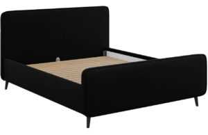 Černá sametová dvoulůžková postel MICADONI Kaia 140 x 200 cm