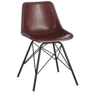 Hnědá kožená jídelní židle J-line Sid