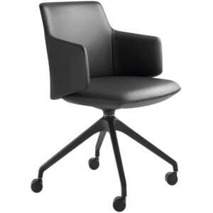 LD Seating ® Tmavě šedá kožená konferenční židle MELODY MEETING 360-F75