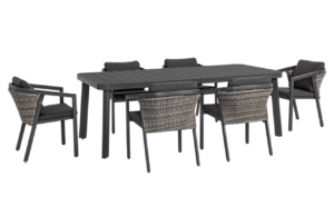 Černý hliníkový zahradní set jídelního stolu a šesti židlí Bizzotto Cordova