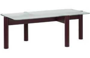 Noo.ma Skleněný konferenční stolek Kob s fialovou podnoží 116 x 61 cm