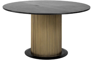 Černý kulatý mramorový jídelní stůl Richmond Ironville 140 cm
