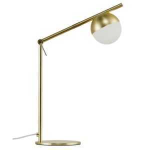 Nordlux Opálově bílá skleněná stolní lampa Contina s mosaznou podstavou