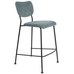 Šedo-modrá  manšestrová barová židle ZUIVER BENSON 64