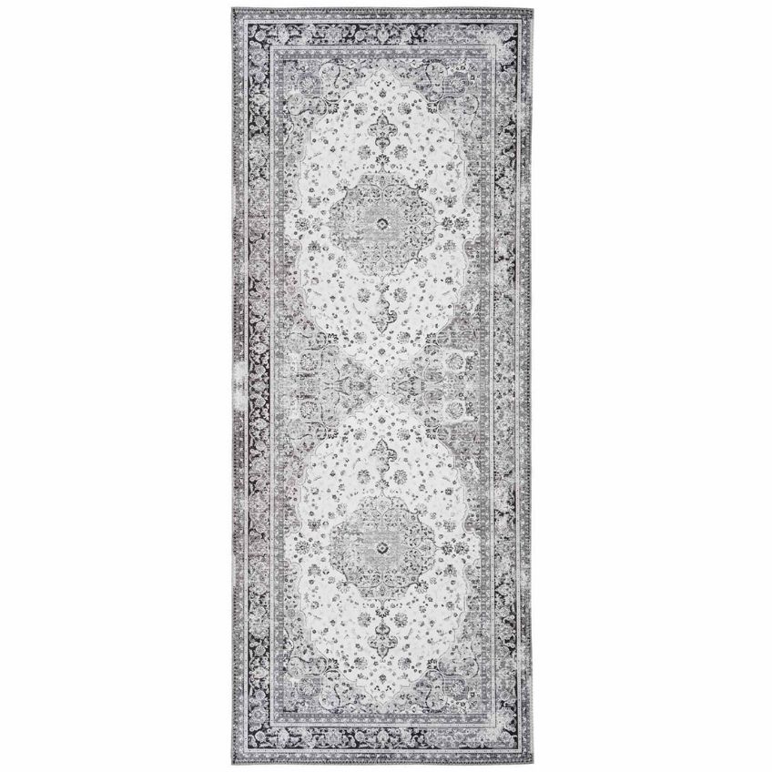 Nordic Living Černobílý běhoun Shola 80 x 200 cm s orientálními vzory