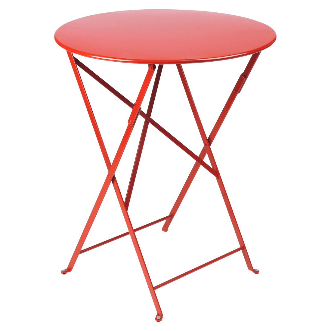 Makově červený kovový skládací stůl Fermob Bistro+ Ø 60 cm