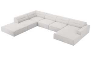 Světle šedá čalouněná rohová pohovka do "U" Windsor & Co Lupus 364 cm