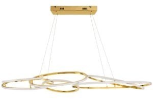 Zlaté kovové závěsné LED světlo Nova Luce Nudos 150 cm