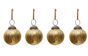 Set čtyř zlatých skleněných vánočních ozdob Kave Home Elur 6 cm