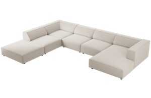 Světle béžová sametová rohová pohovka do "U" Cosmopolitan Design Arendal 364 cm