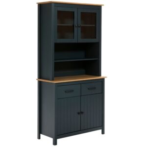 Modrošedá borovicová vitrína Marckeric Miranda 180 x 90 cm