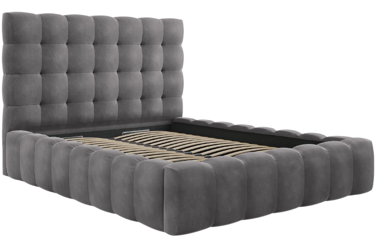 Micadoni Sametová postel Mamaia 140 x 200 cm s úložným prostorem
