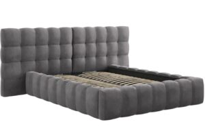 Micadoni Sametová postel Mamaia 140 x 200 cm s úložným prostorem