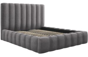 Micadoni Sametová postel Kelp 200 x 200 cm s úložným prostorem