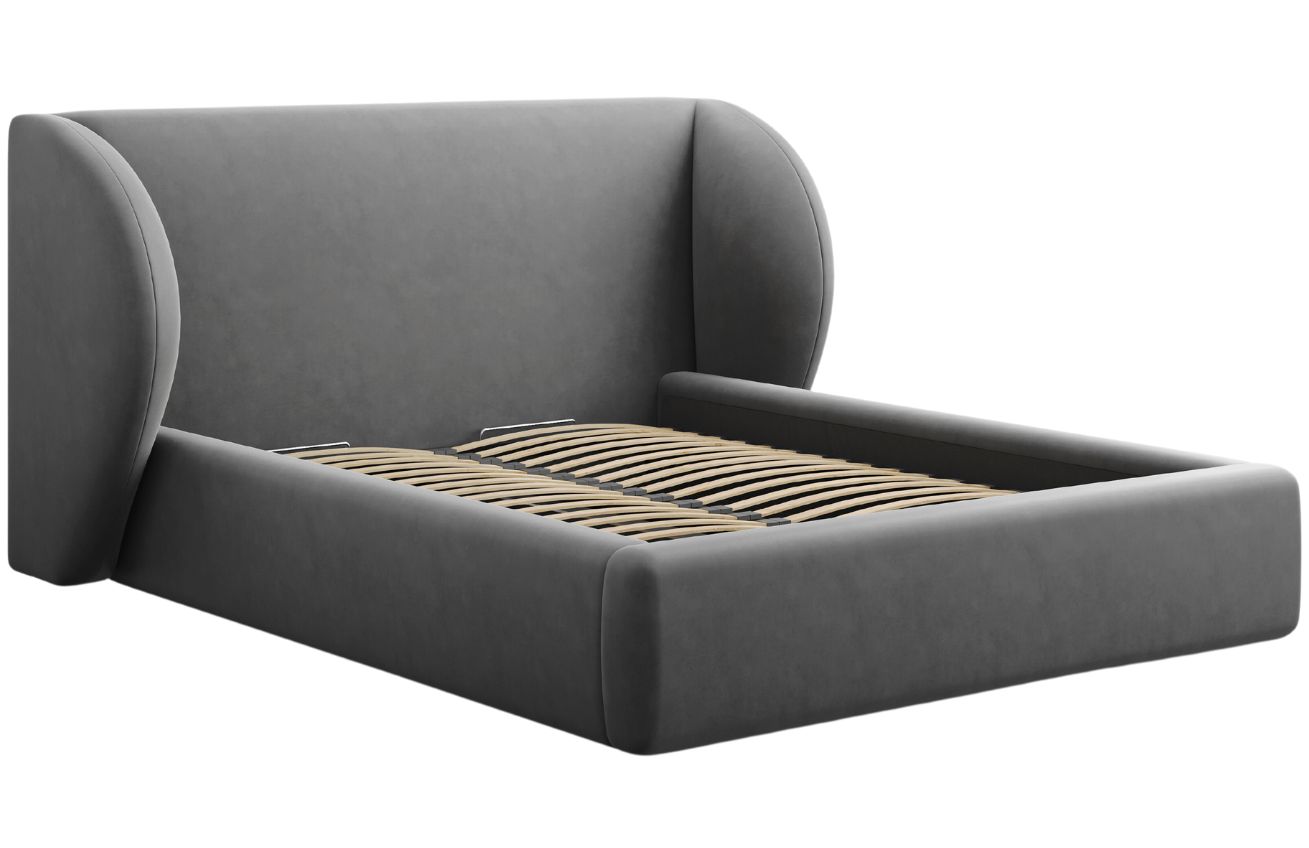 Micadoni Sametová postel Miley 200 x 200 cm s úložným prostorem