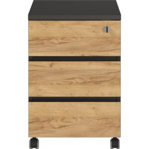 Germania Grafitově šedý pojízdný kontejner Lissabon 41 x 50 cm s dubovým dekorem