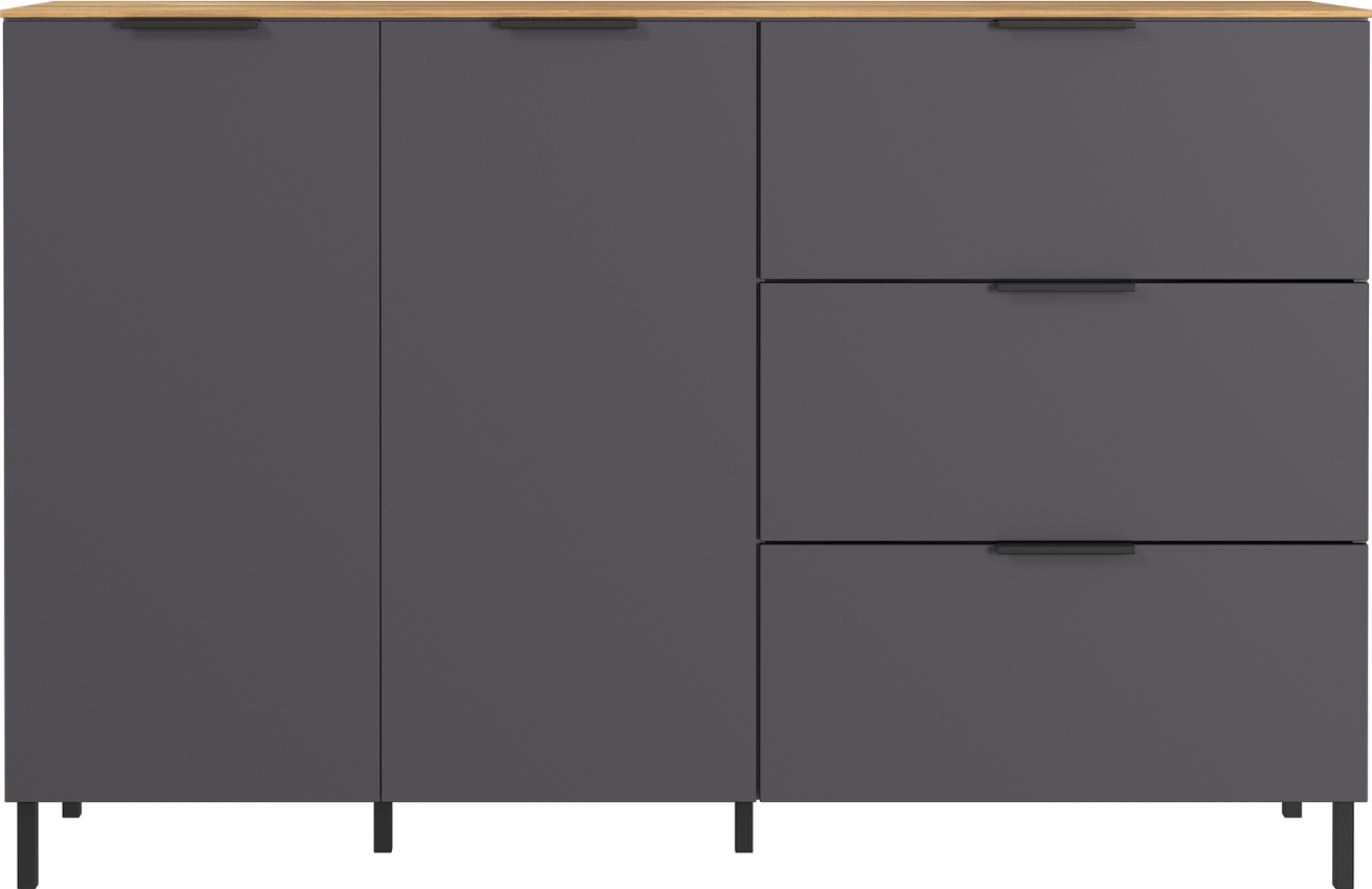 Germania Grafitově šedá komoda California 151 x 40 cm