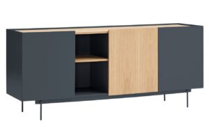 Antracitově šedá dubová komoda Teulat Otto 180 x 49 cm
