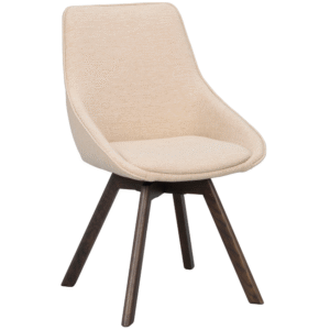 Béžová čalouněná otočná jídelní židle ROWICO ALISON s hnědou podnoží