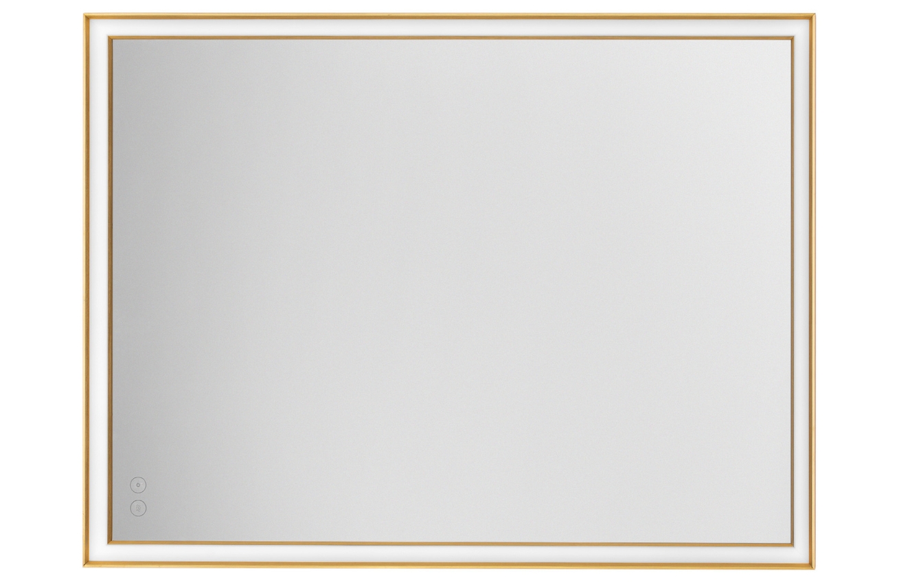 Zlaté závěsné zrcadlo s LED osvětlením Nova Luce Ambor 80 x 60 cm