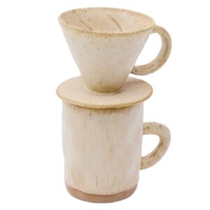 Béžový keramický hrnek a dripper Kave Home Zunel