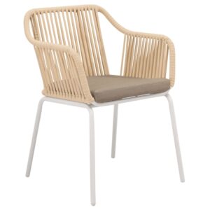 Somcasa Béžová zahradní židle Penny s bílou podnoží