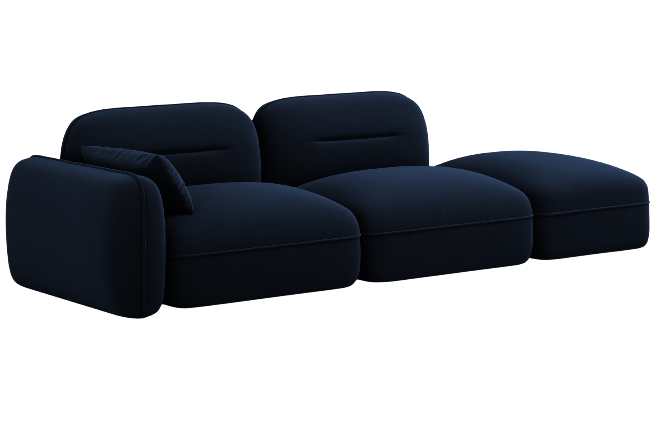 Cosmopolitan Design Královsky modrá sametová trojmístná pohovka Sydney 295 cm