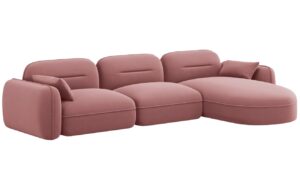 Cosmopolitan Design Růžová sametová rohová pohovka Sydney 320 cm