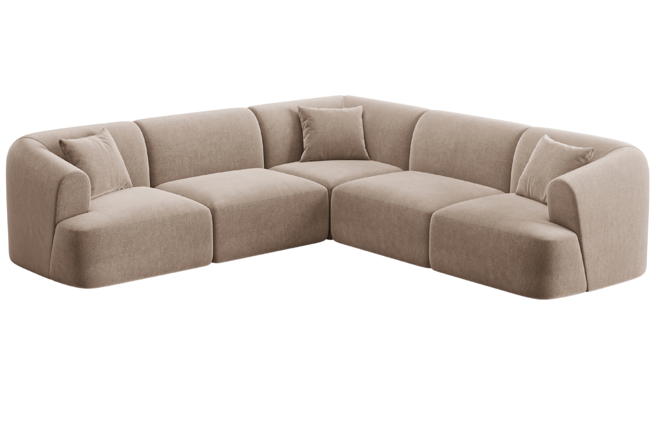 Cosmopolitan Design Béžová sametová rohová pohovka Campi 255 cm