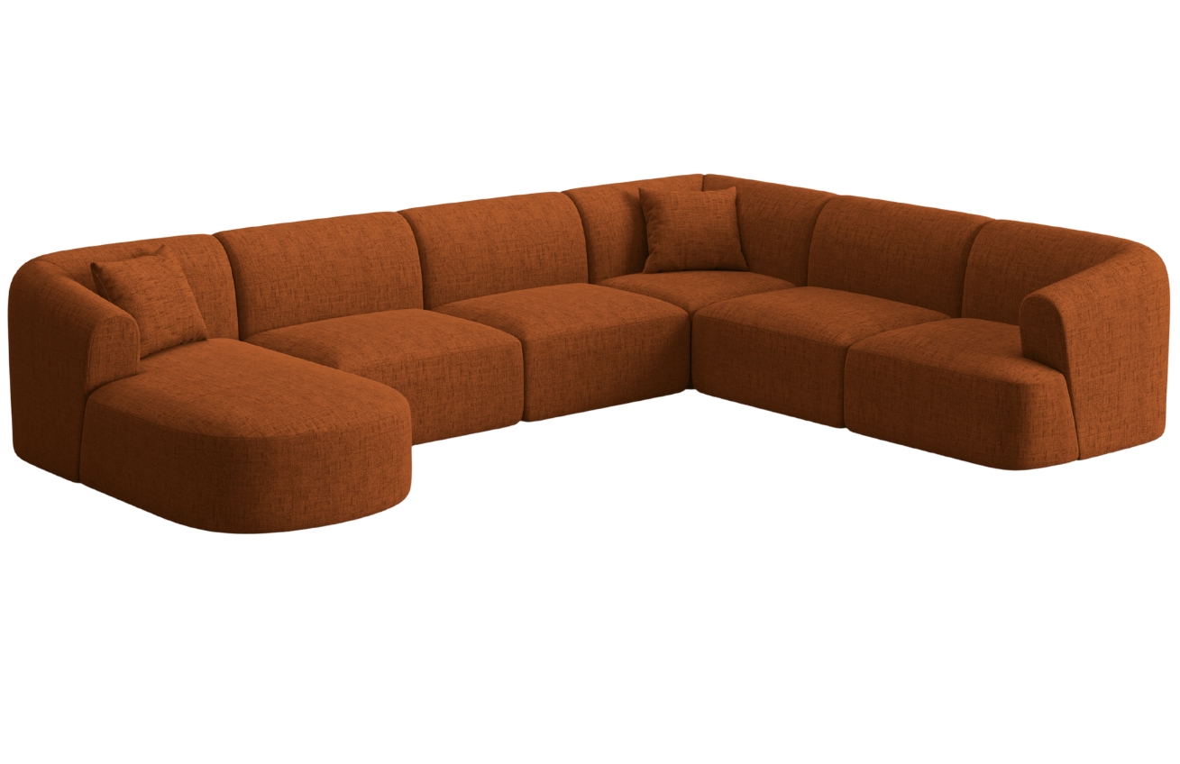 Cosmopolitan Design Terakotově oranžová čalouněná rohová pohovka Campi 330 cm