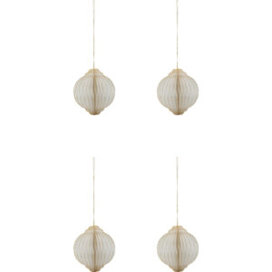 House Doctor Bílo-zlaté papírové vánoční ozdoby Alsta 8 cm