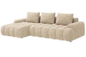 Cosmopolitan Design Světle béžová sametová rozkládací pohovka Linz 275 cm