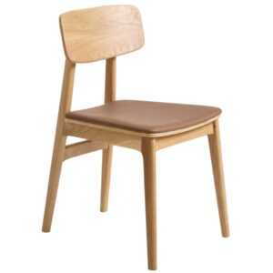 Unique Furniture Dubová jídelní židle Livo s hnědým koženkovým sedákem