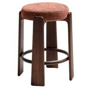 Kave Home Terakotově červená ořechová barová židle Granite II. 65 cm