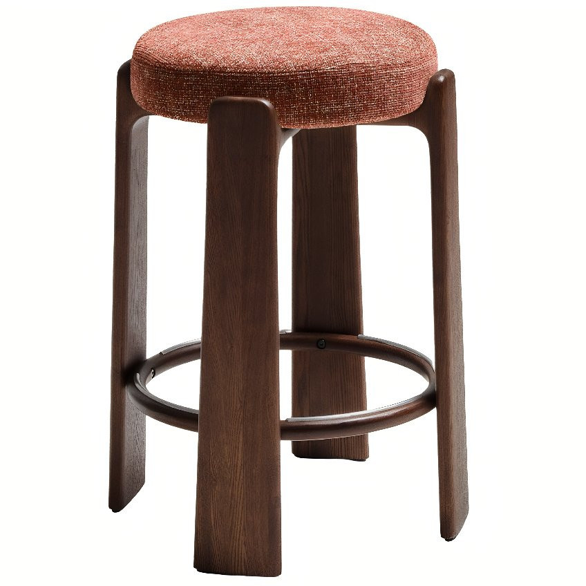 Kave Home Terakotově červená ořechová barová židle Granite II. 75 cm