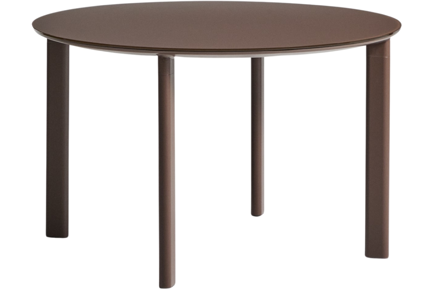 Kave Home Hnědý zahradní jídelní stůl Erice Ø 120 cm se skleněnou deskou