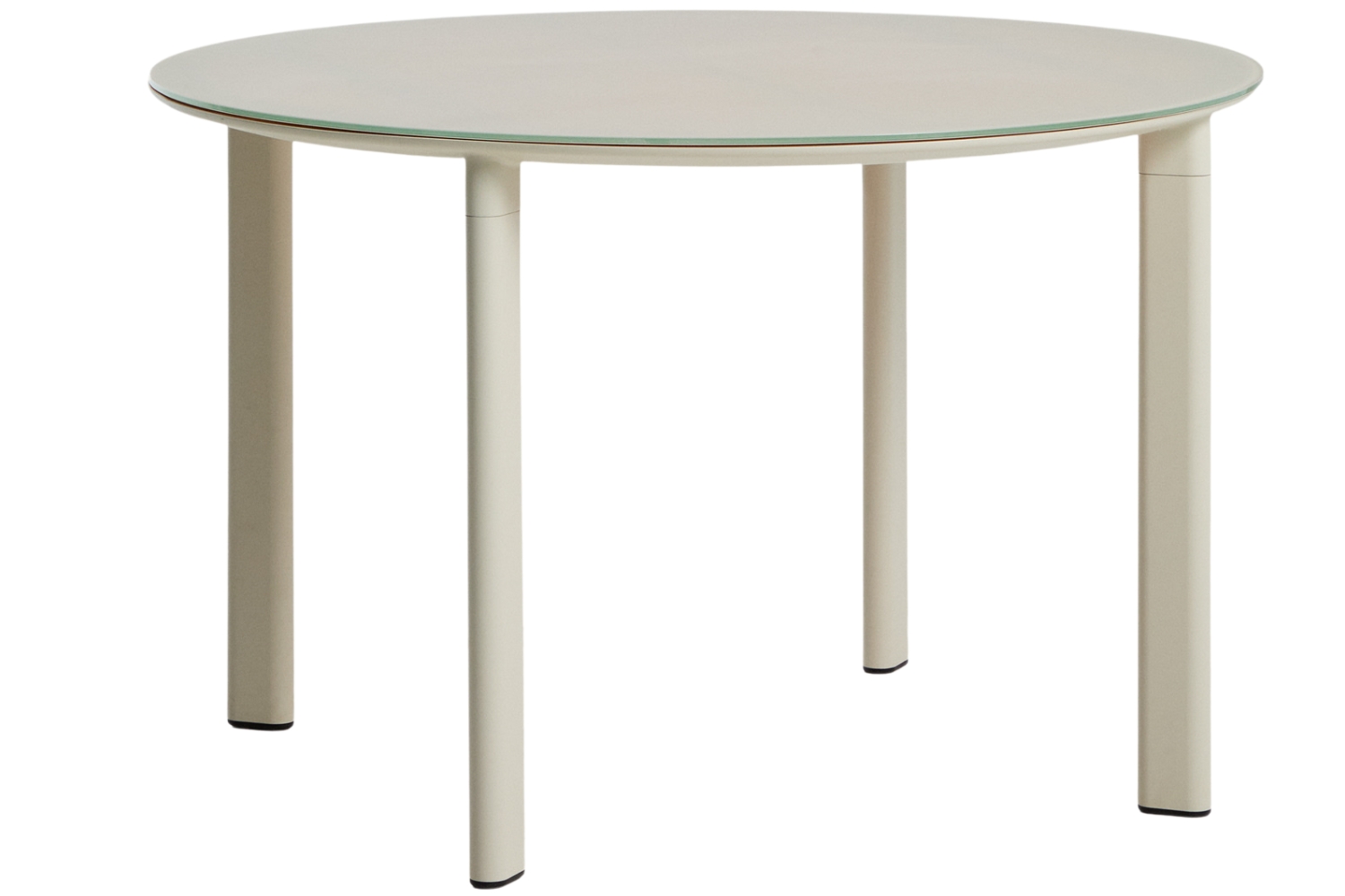 Kave Home Krémový zahradní jídelní stůl Erice Ø 120 cm se skleněnou deskou