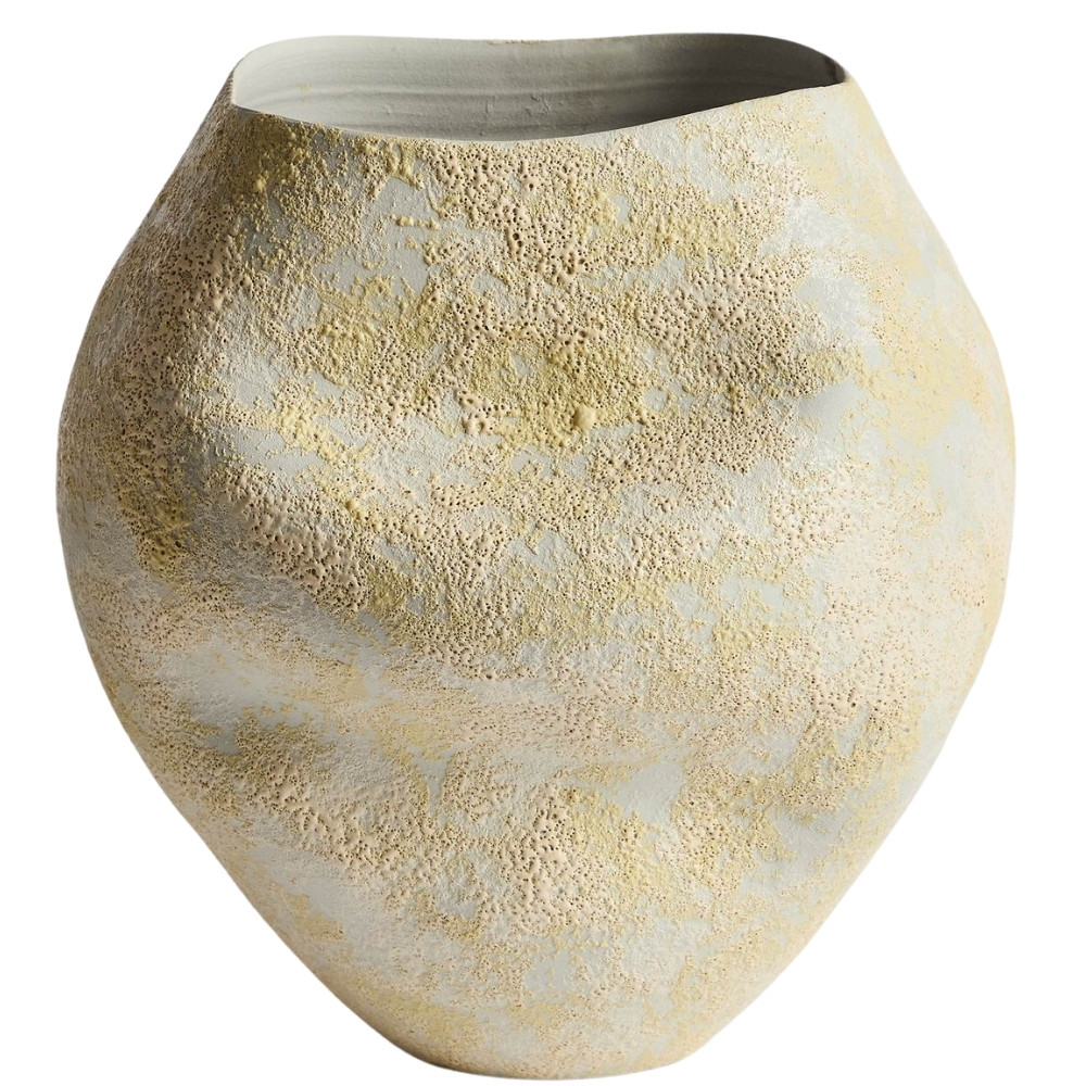 Kave Home Žlutá keramická váza Medira 36 cm