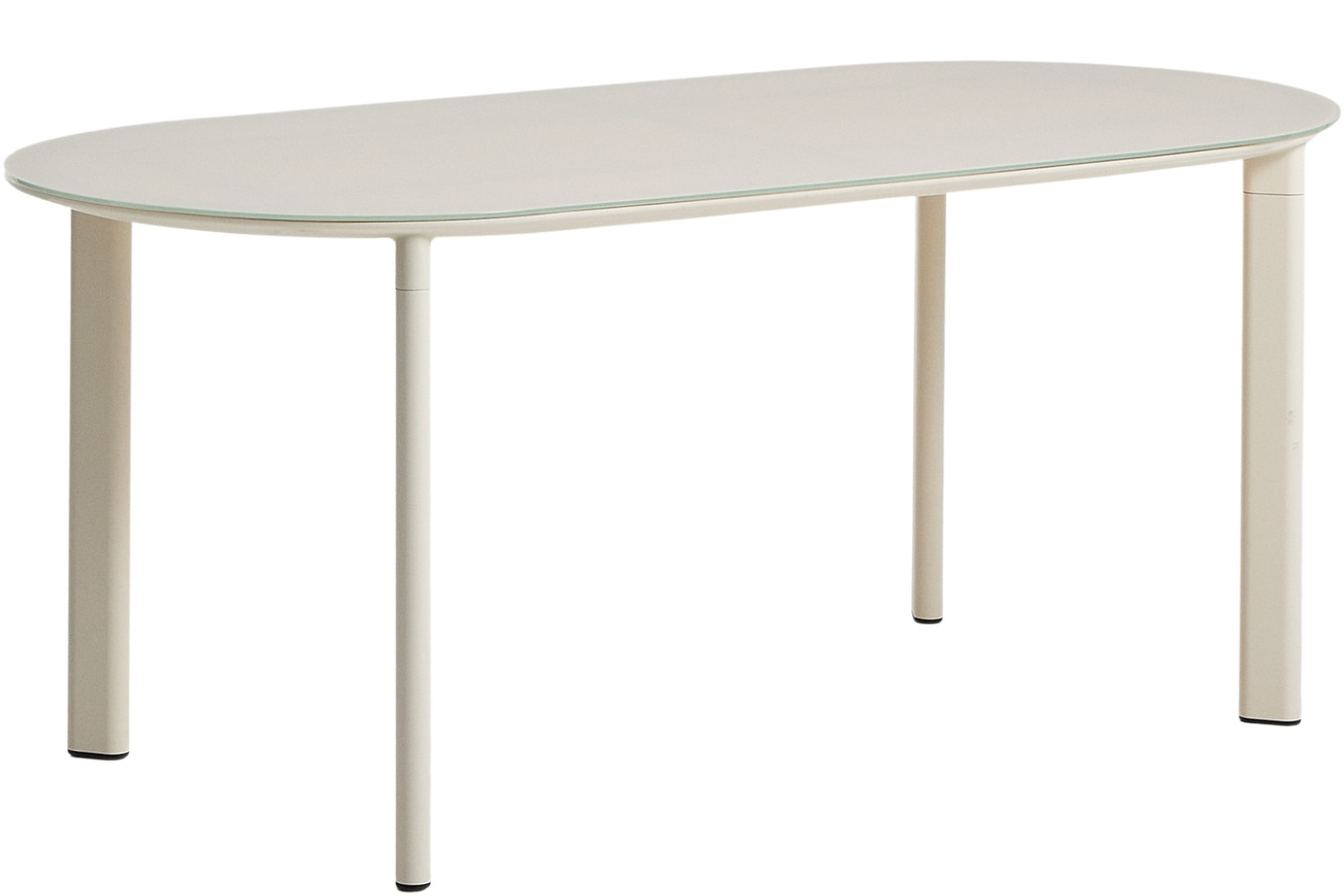 Kave Home Krémový zahradní jídelní stůl Erice 180 x 90 cm se skleněnou deskou